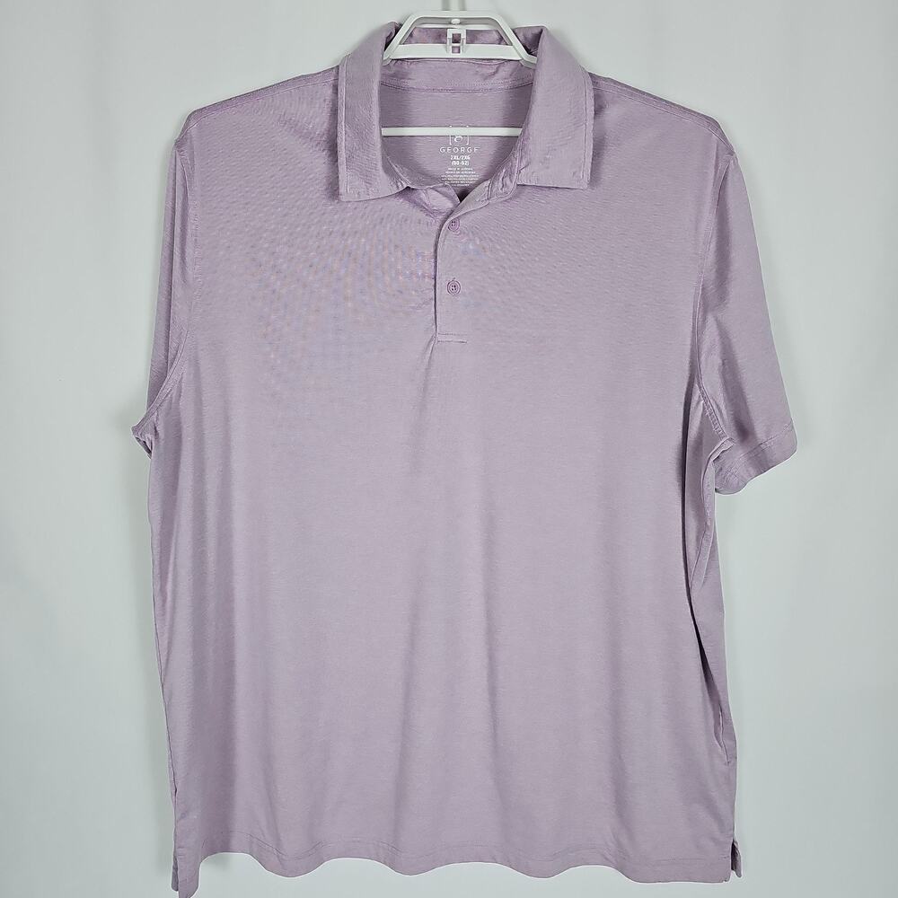 George Polo Shirt Men’s Lilac Short Sleeve Casual Basic Collared Shirt, Size XXL